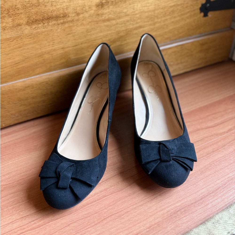 Black velvet Jessica Simpson Wedges